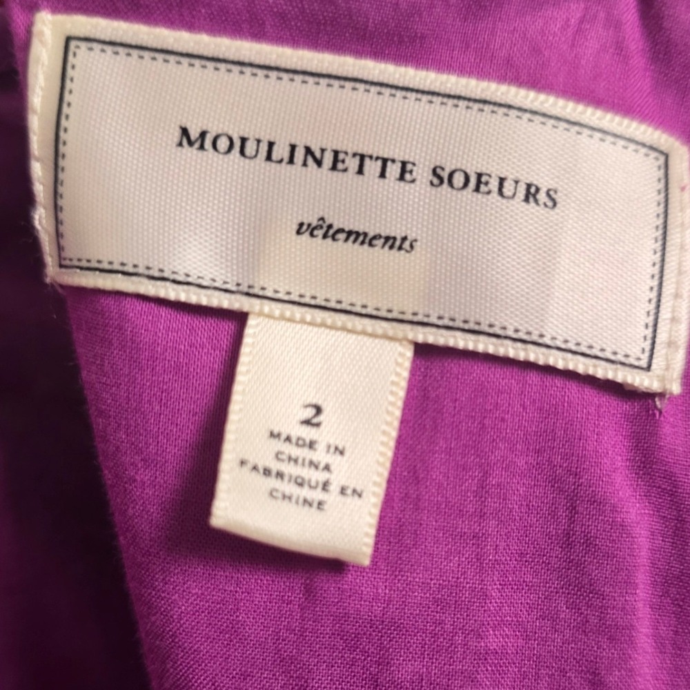 Moulinette Soeurs Strapless Abstract Print Cotton Midi Dress Button Front Size 2 - Picture 3 of 11